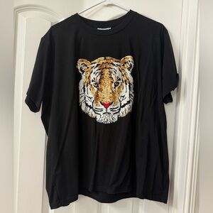 QoS Sequin Tiger Head Tee XL